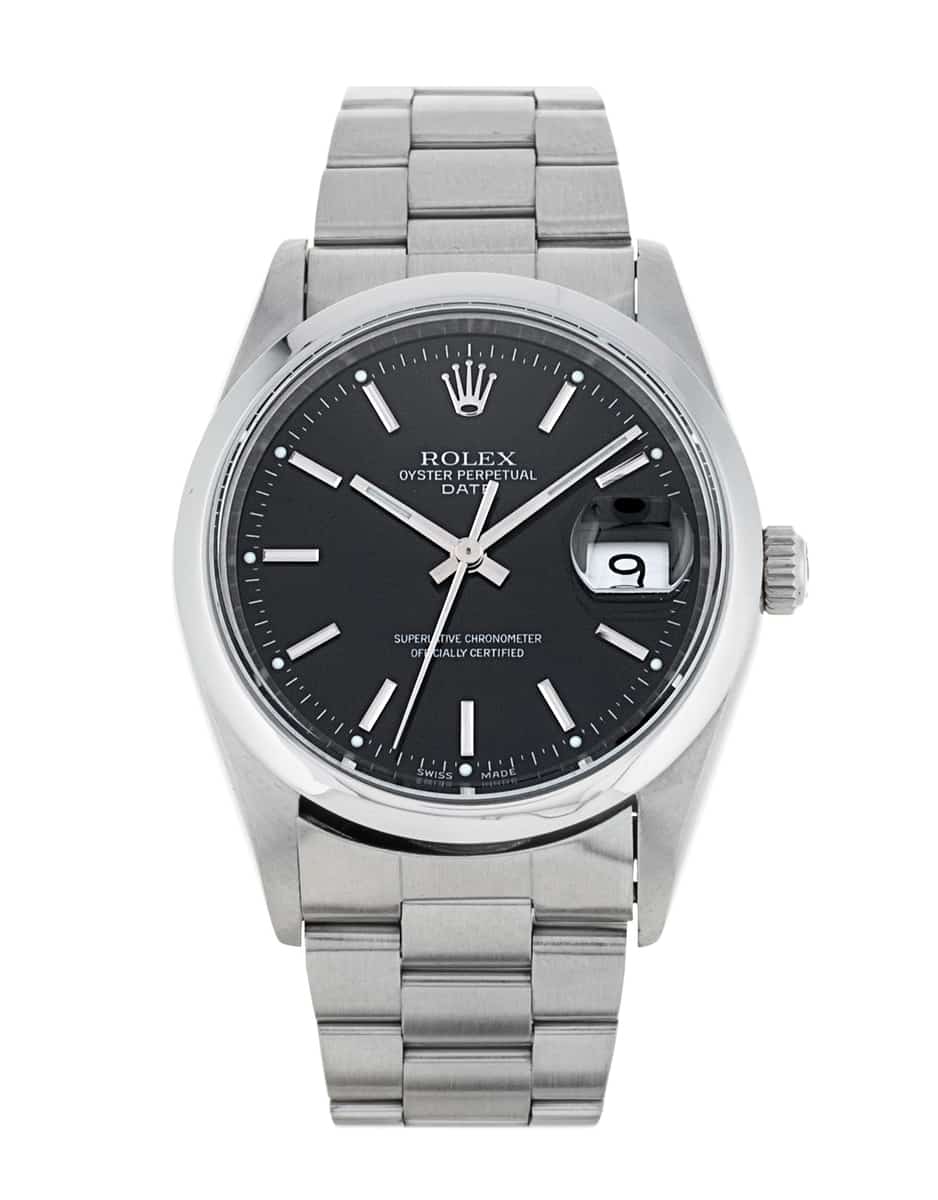 Rolex Oyster Perpetual Date Black Baton Dial